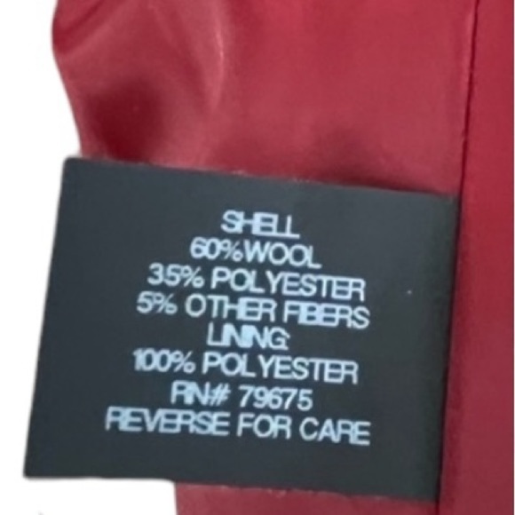 Anne Klein Red Wool Blend Pea Coat Jacket. Size Large #219 - Picture 8 of 9
